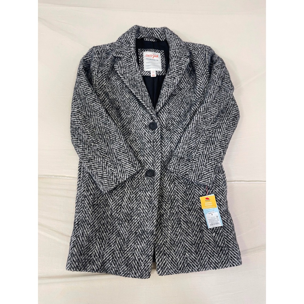 Cat & Jack Boys Navy Blue Double Breasted Pea Coat Jacket Size‎ XS 4-5 NWT